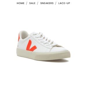 New Veja Campo Sneakers in White and Orange Fluo size 38